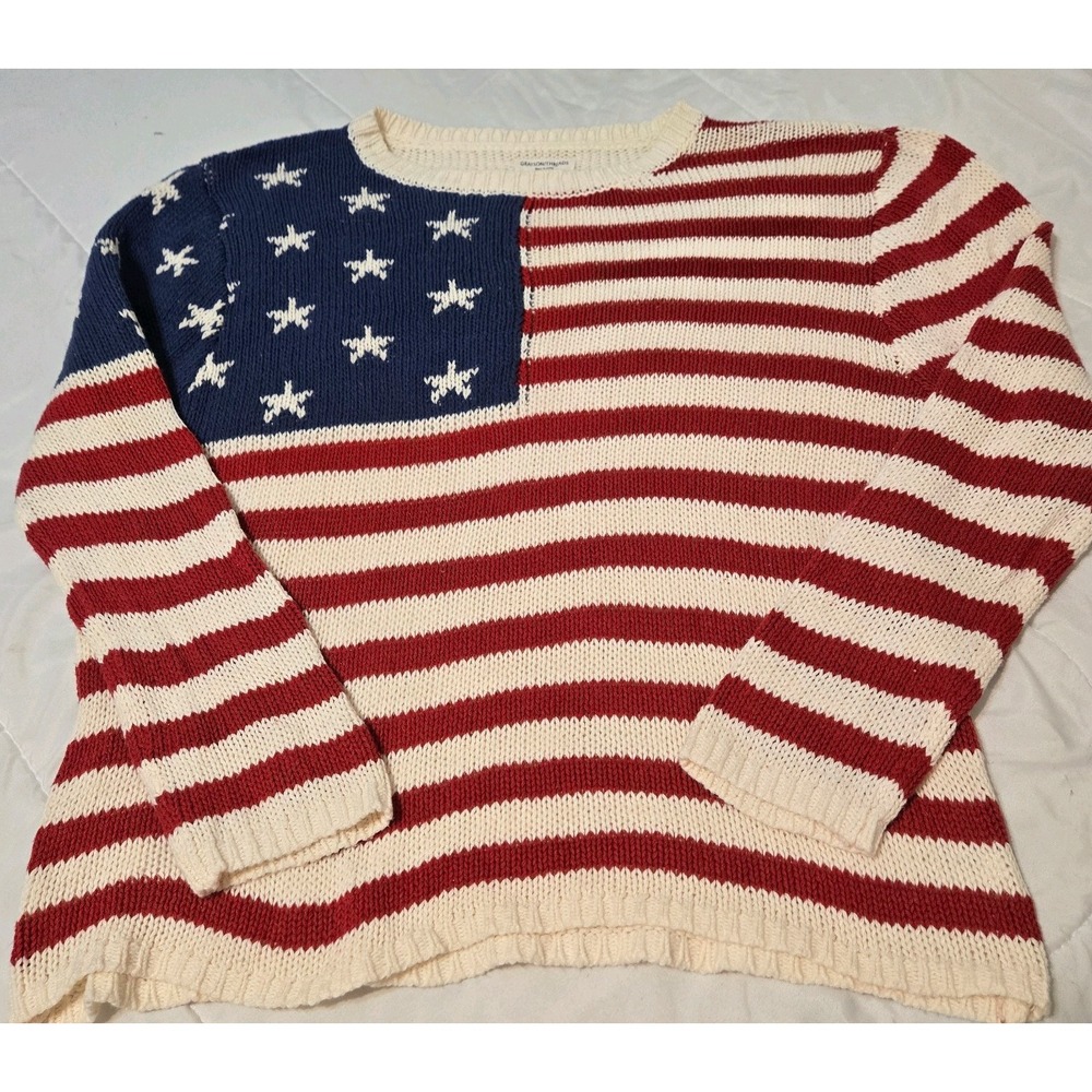 Grayson Threads Women's American Flag Pull Over Knit Sweater Size Large - Picture 2 of 7